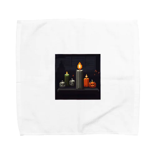 火が灯る蝋燭とハロウィンカボチャのドット絵 Towel Handkerchief