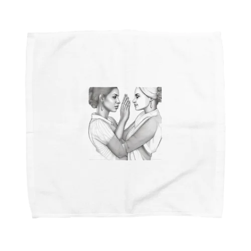 手を組む女性のアートグッズ Towel Handkerchief