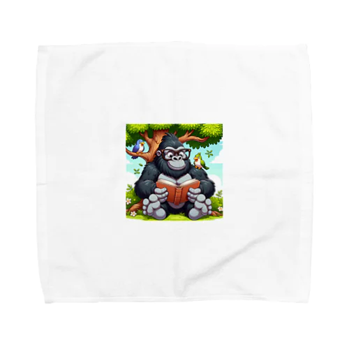 読書をするゴリラ Towel Handkerchief