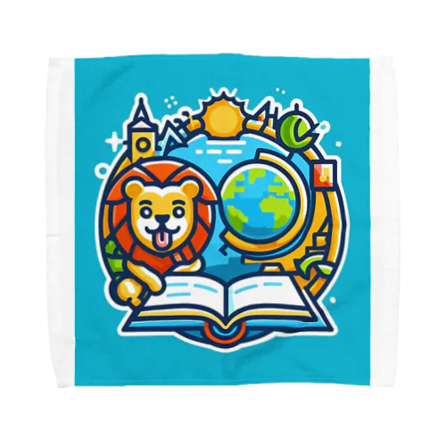 ライオンが楽しく学習 Towel Handkerchief