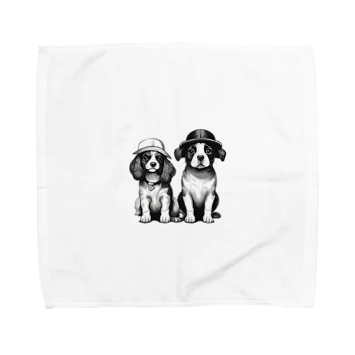 帽子を被った犬夫婦 Towel Handkerchief