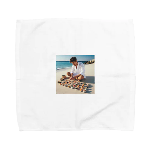 砂浜で寿司 Towel Handkerchief
