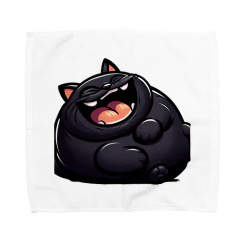 爆笑しているデブの黒猫 Towel Handkerchief