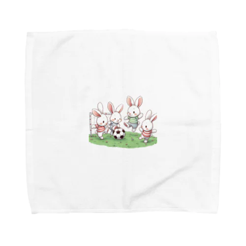 キックでキュート！サッカーウサギ Towel Handkerchief