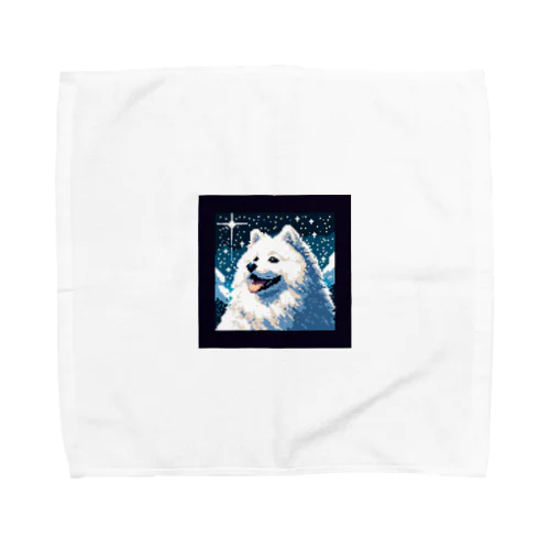 白い犬のドット絵 Towel Handkerchief