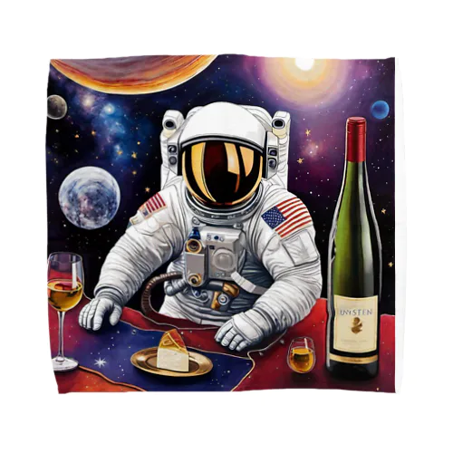 宇宙空間に合うワイン タオルハンカチ