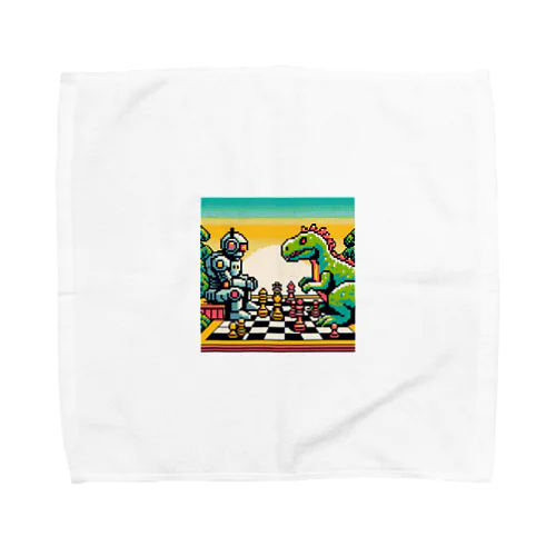 ドットロボットと恐竜のチェスゲームA Towel Handkerchief