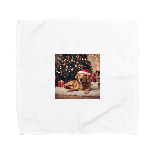 クリスマスを満喫する犬 Towel Handkerchief