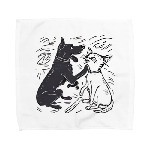 犬と猫のたたかい Towel Handkerchief