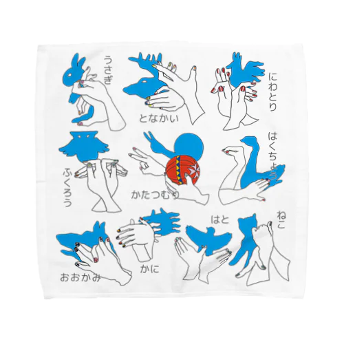 手影絵文様  Towel Handkerchief