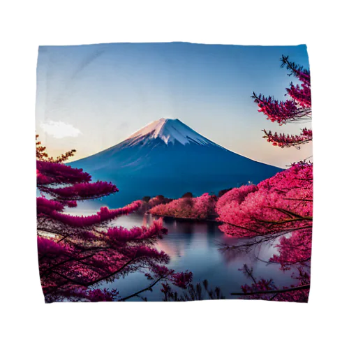 富士山と紅葉、そして湖のグッズ Towel Handkerchief