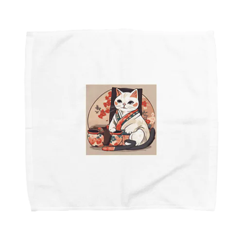和風白猫 Towel Handkerchief