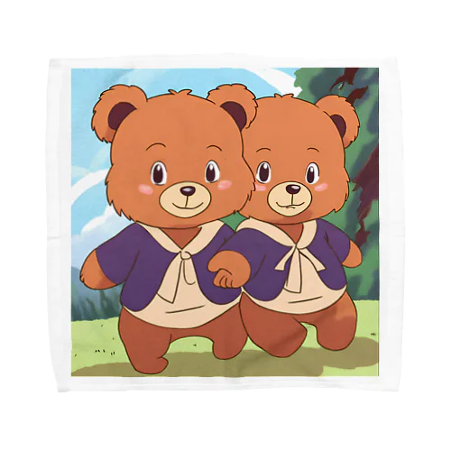 仲良し兄弟テディとベア Towel Handkerchief