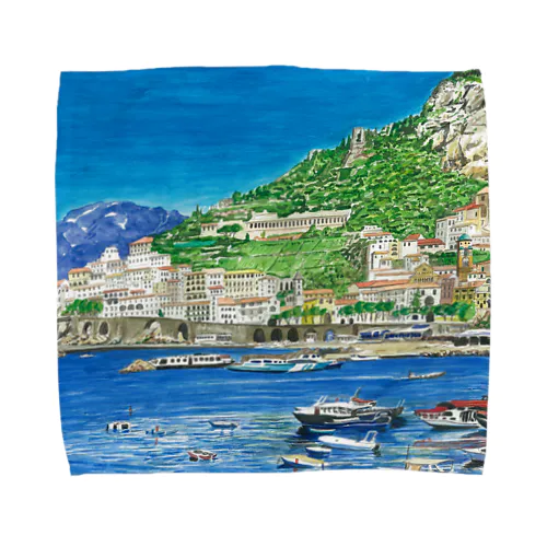 イタリアの港の風景 Towel Handkerchief