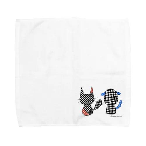 いつも一緒のネコといぬ Towel Handkerchief