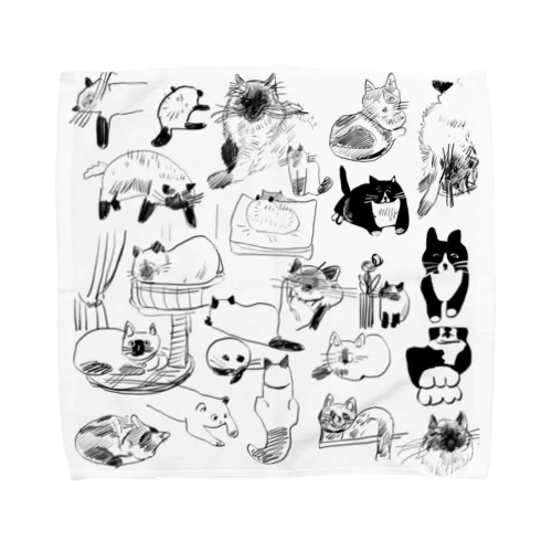 ねこオールスターズ（正方形） Towel Handkerchief