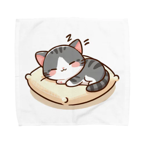 眠れるクッション上のにゃんこ💞 Towel Handkerchief