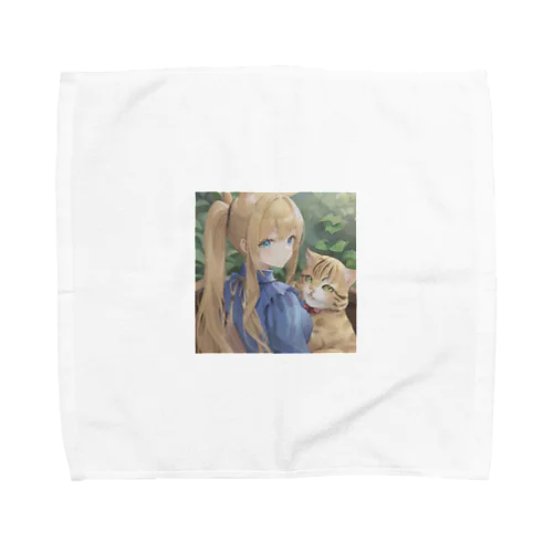 猫と少女 Towel Handkerchief