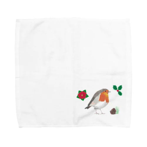 [森図鑑] クリスマスロビン(西洋こまどり)A Towel Handkerchief