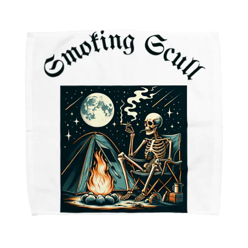 camping smoking skull タオルハンカチ