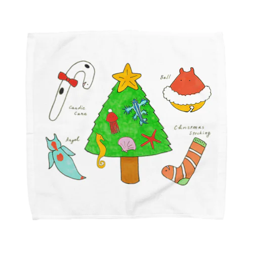 [森図鑑] 海洋生物のクリスマスパーティ Towel Handkerchief