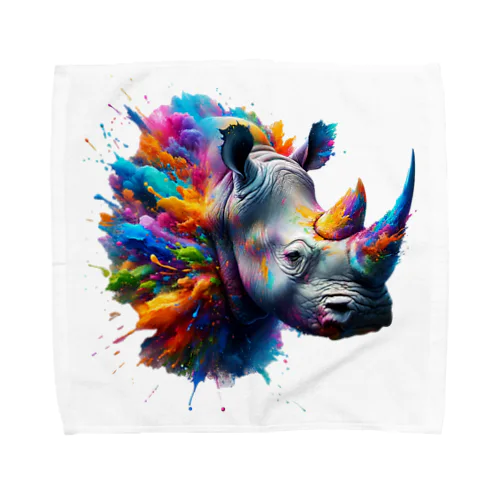 PAINT風Rhinoceros　 タオルハンカチ