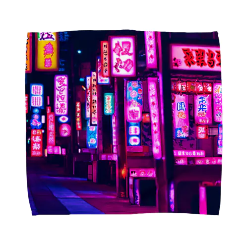 中華的な夜の街並み Towel Handkerchief