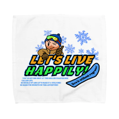 楽しく生きよう！（スノーボード）（ブルー） Towel Handkerchief