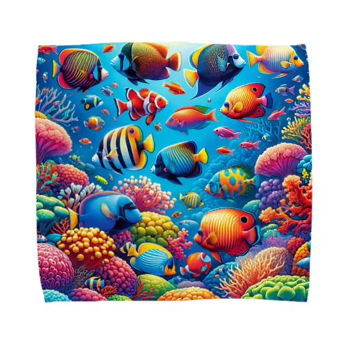 熱帯の楽園 - 色鮮やかな魚の世界 Towel Handkerchief