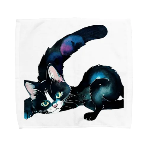 黒猫と魔法の尻尾 Towel Handkerchief