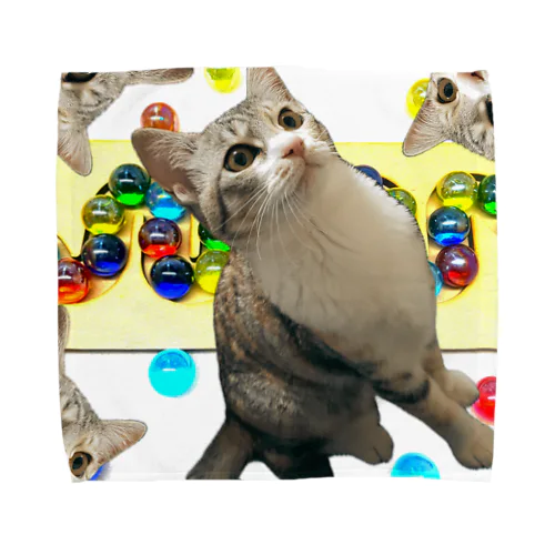 Marble Run Cats Towel Handkerchief