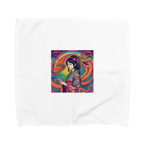 百万屋の双竜と巫女グッツ Towel Handkerchief