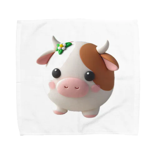 可愛い💕まんまる◯シリーズ✨　牛🐮 タオルハンカチ