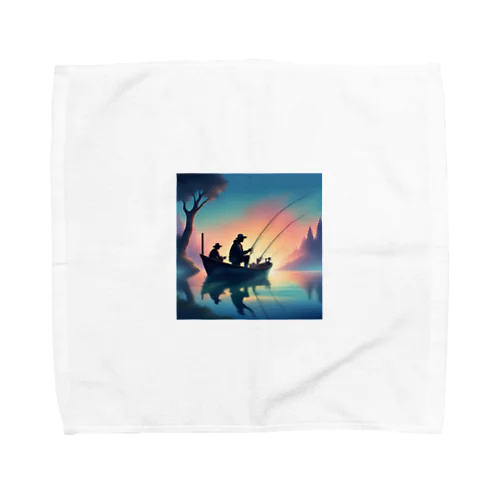 親子の釣りイラストグッズ Towel Handkerchief