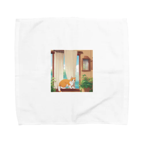 カーテンで遊んでいる猫 Towel Handkerchief