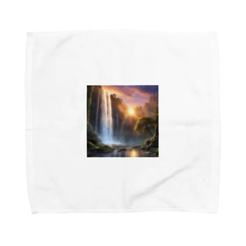 夕日と滝 Towel Handkerchief