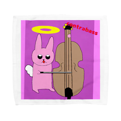 contrabassを弾く👼のうさぎ🐰 タオルハンカチ