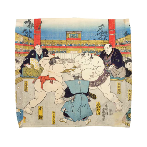 相撲　勧進大相撲興行之図 / Illustration of the Kanjin Grand Sumo Tournament タオルハンカチ