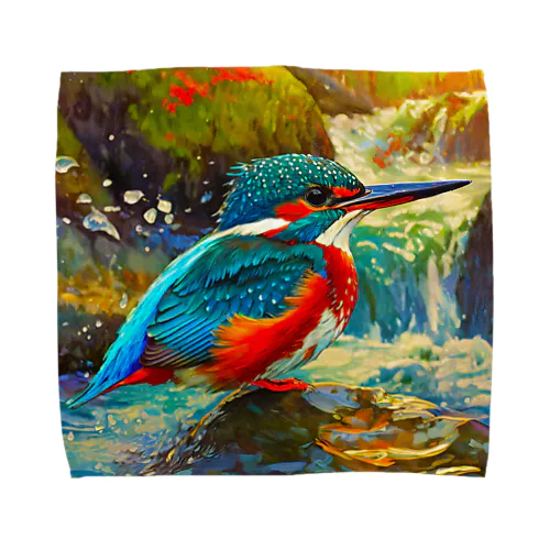 渓流のカワセミ Towel Handkerchief