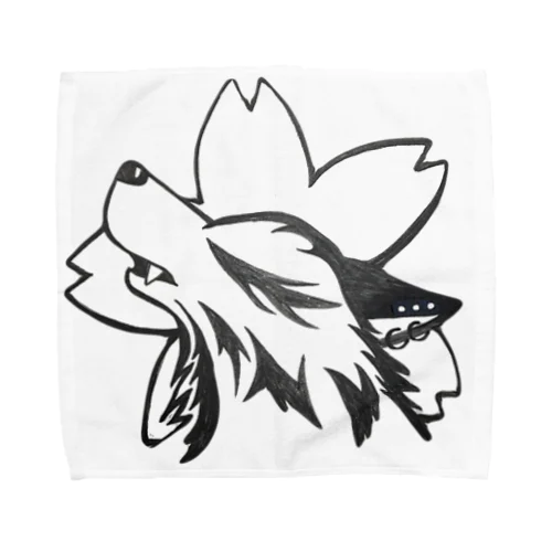 ウルフ桜バック Towel Handkerchief