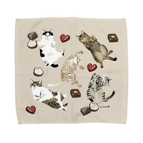 猫のバレンタイン Towel Handkerchief