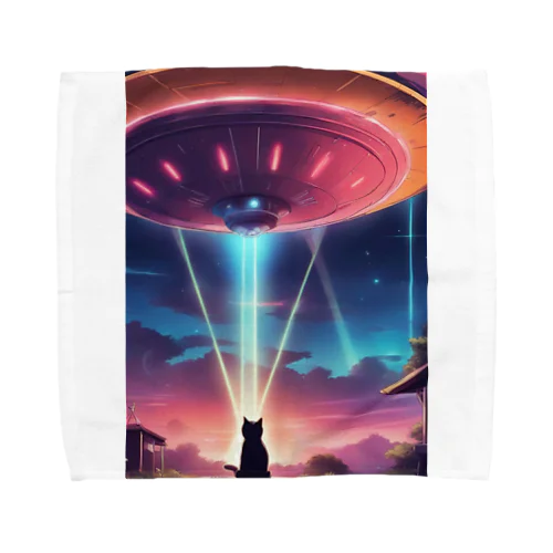 UFOに遭遇!? 不思議な猫のキャトルミューティレーション！👽🐱✨ Towel Handkerchief