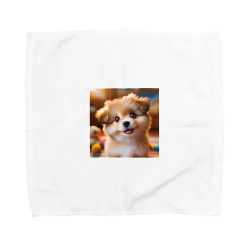 愛らしい小型犬が微笑みながらカメラに向かっている Towel Handkerchief