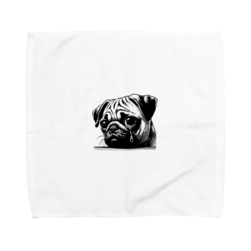 泣いているパグ Towel Handkerchief