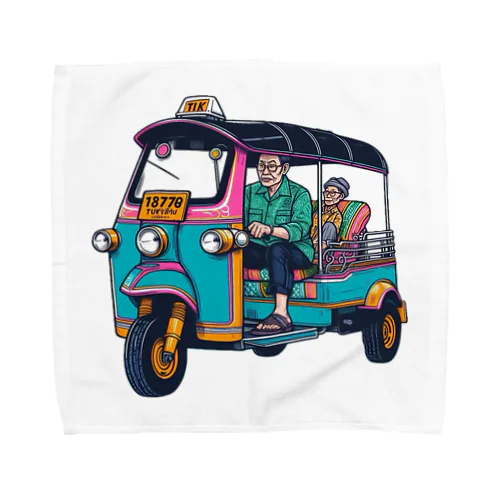 タイの乗り物シリーズ「トゥクトゥク」tuktuk タオルハンカチ