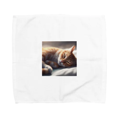 足をくるりと絡めながら寝る猫ちゃん Towel Handkerchief