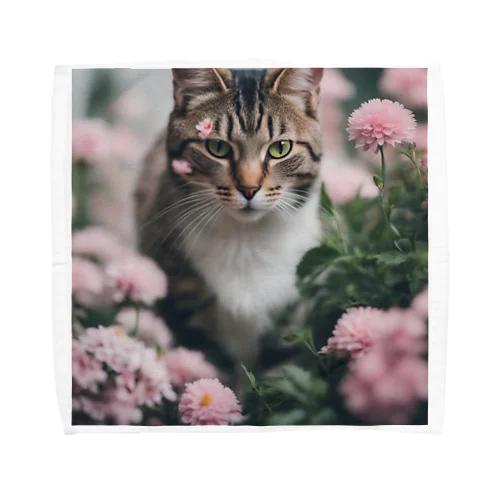 猫と花 Towel Handkerchief