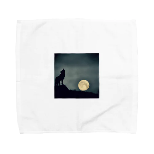 月夜の狼影 Towel Handkerchief