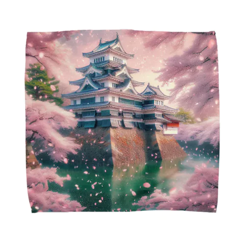 桜にお城 Towel Handkerchief