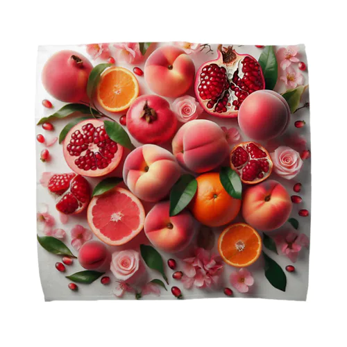 ざくろ、桃、柑橘の実/Pomegranate,Peach,Citrus Towel Handkerchief